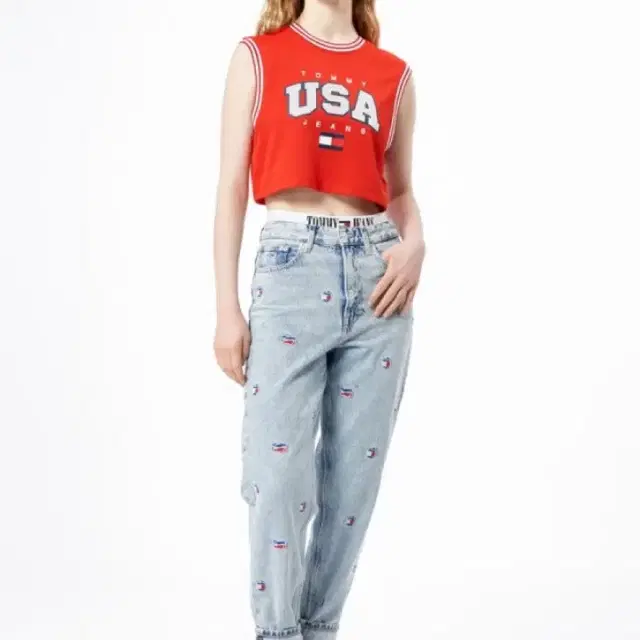 타미진스 크롭 USA 바스켓볼 탱크 탑 (T32D1TTO49TWT1XNL