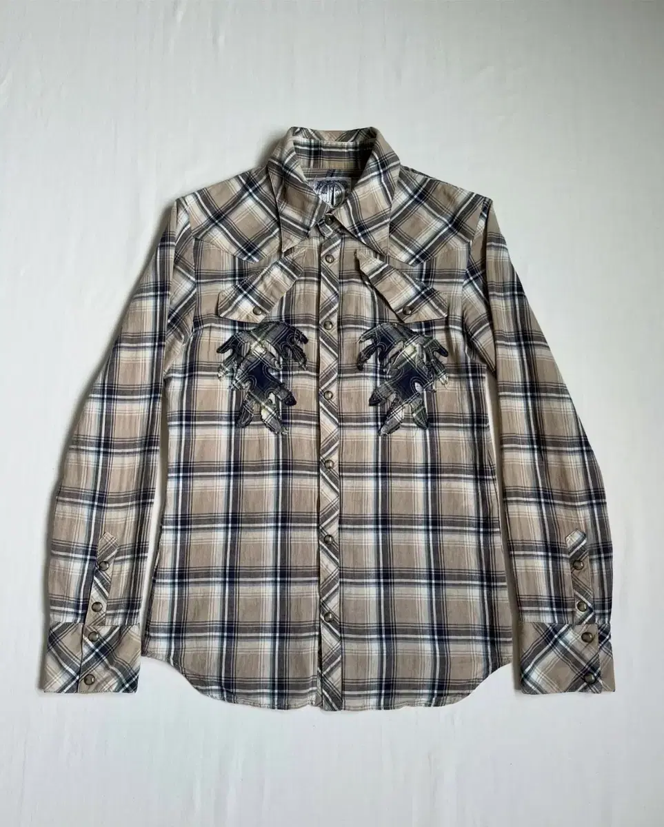 Obelisk Patch Embroidery Check Shirt