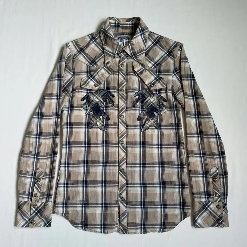 Obelisk Patch Embroidery Check Shirt