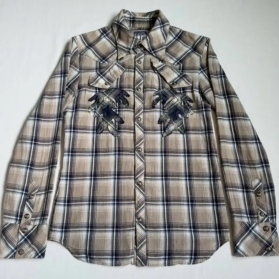 Obelisk Patch Embroidery Check Shirt