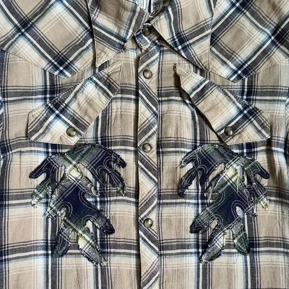 Obelisk Patch Embroidery Check Shirt