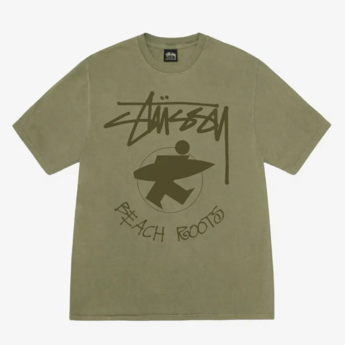 [XXL] Stussy Beach Lew Pigmented Short Sleeve T-Shirt Olive