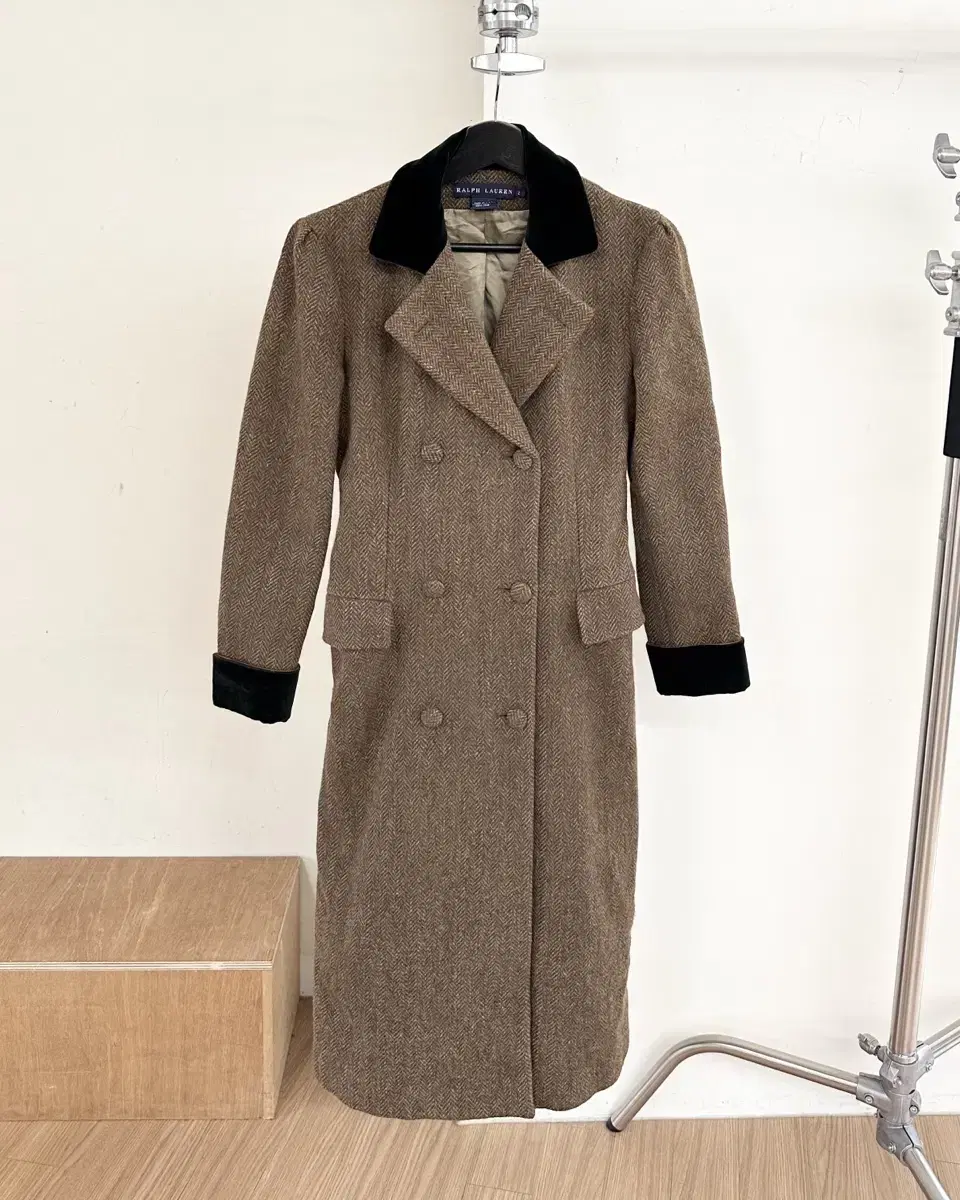 Polo Ralph Lauren Brown Herringbone Karaneck Double Coat