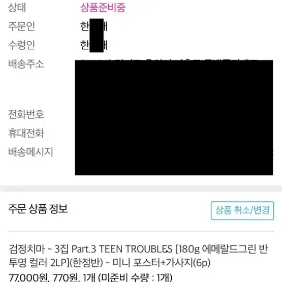 검정치마 TEEN TROUBLES LP