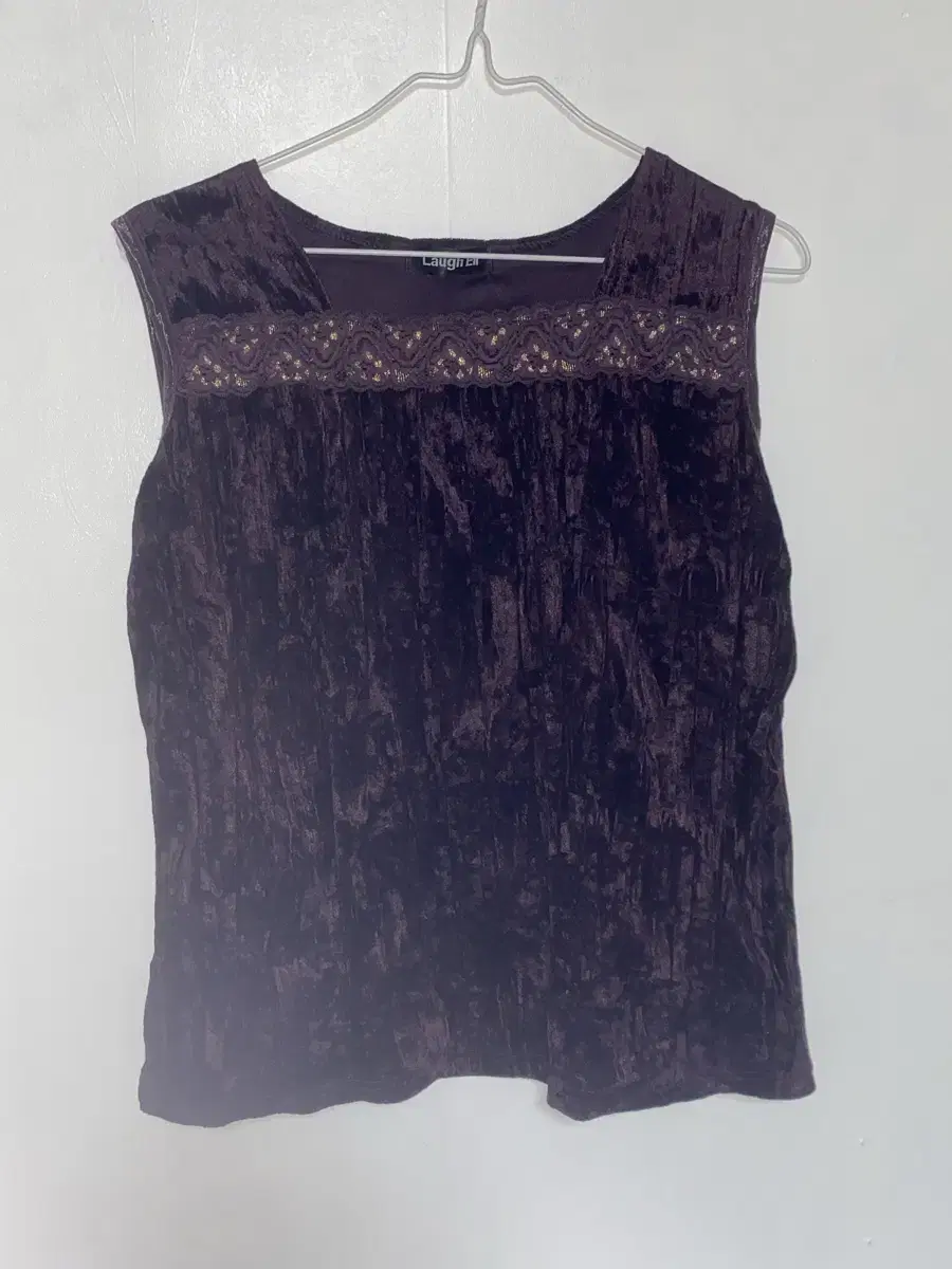 Vintage sleeveless purple jin purple wrinkle blouse velvet Mori Hagumi