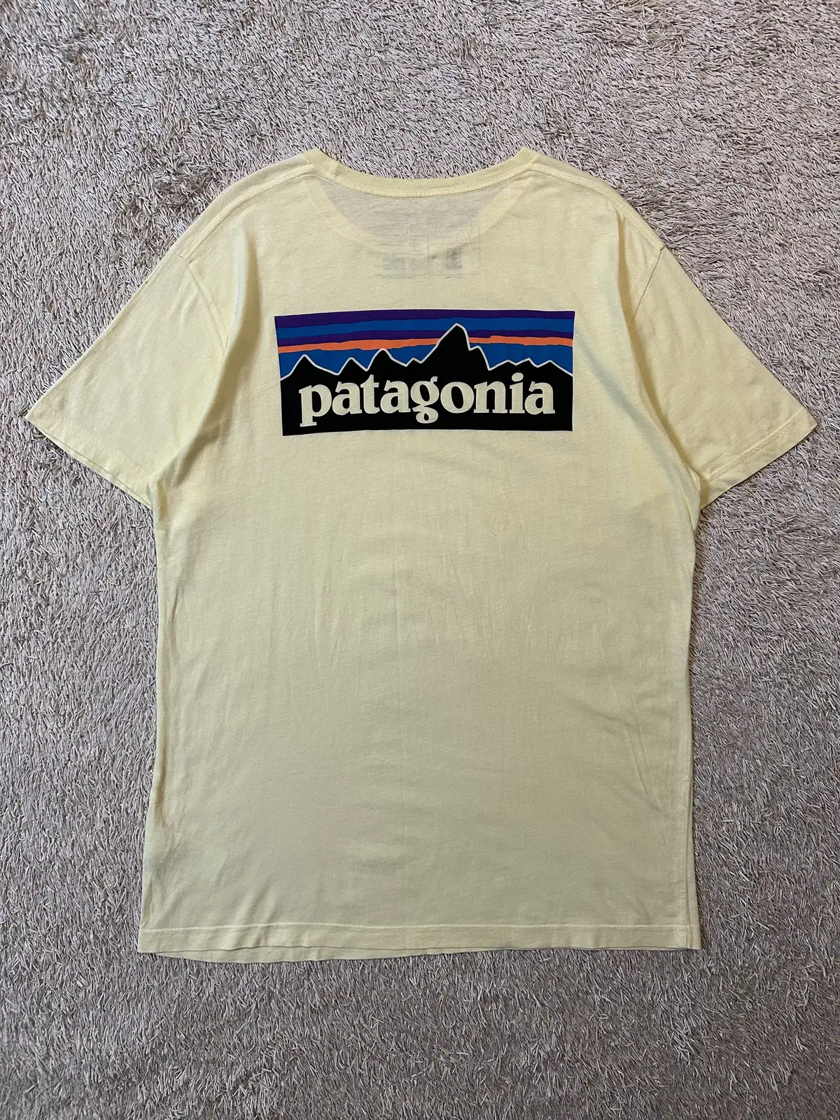 [L] 파타고니아 PATAGONIA 백프린팅 반팔 티셔츠 블랙 옐로우