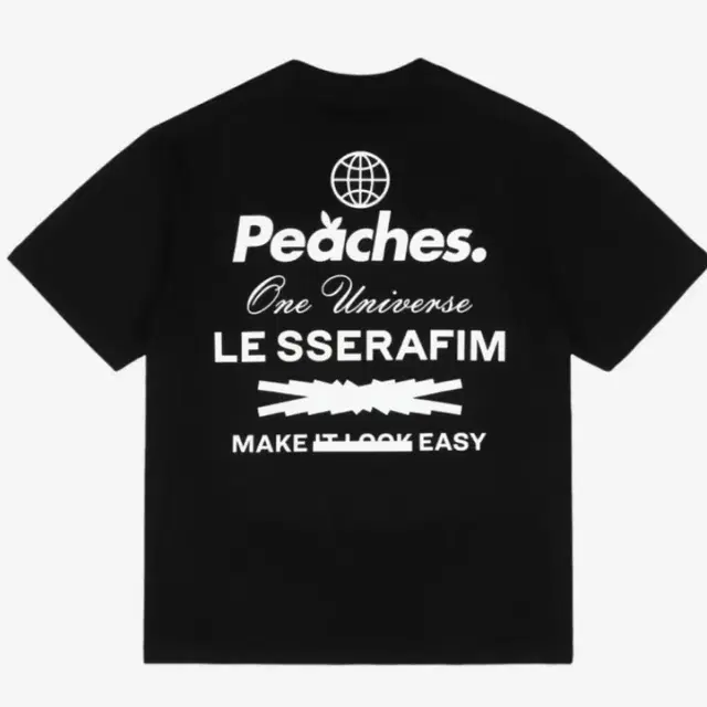 르세라핌 x 피치스 스테이플 숏슬리브 티셔츠 블랙 L, XL 판매합니다