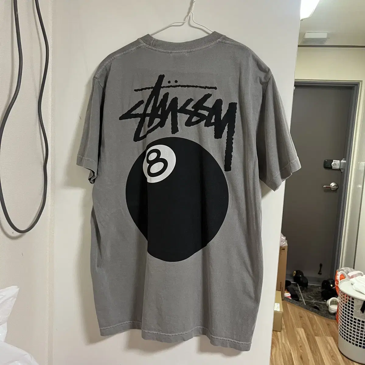 Stussy Gray 8-Ball Short Sleeve M