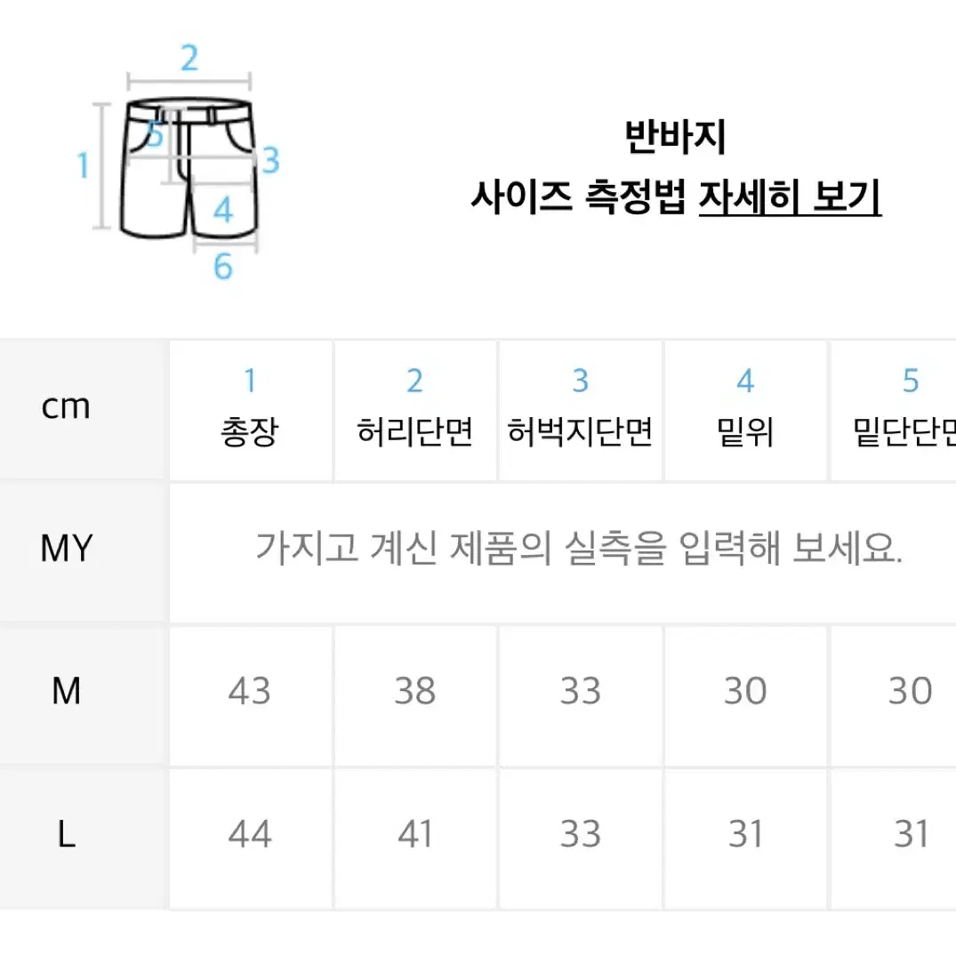 노매뉴얼 데님 반바지 (L)