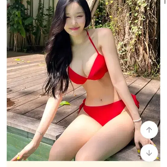 크라시앙 4cm 내장 볼륨 왕뽕 비키니 레드 m