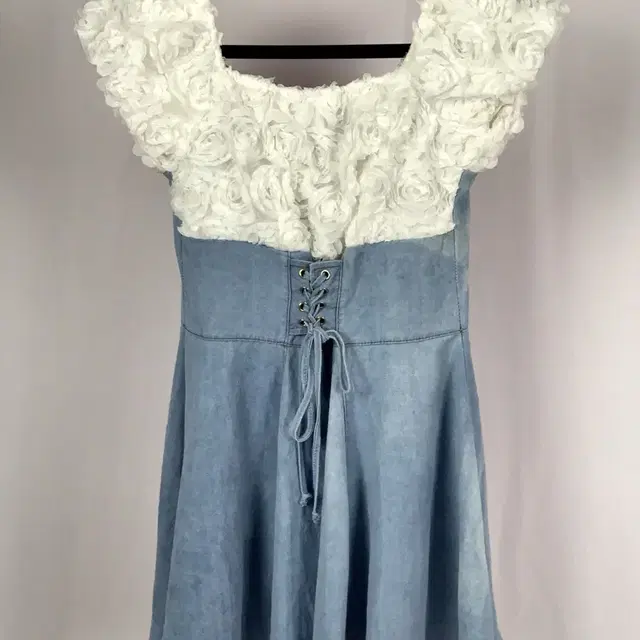 White Rose Light Denim Dress