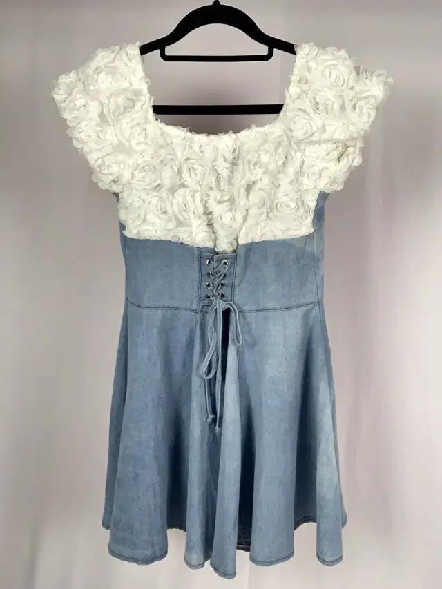 White Rose Light Denim Dress