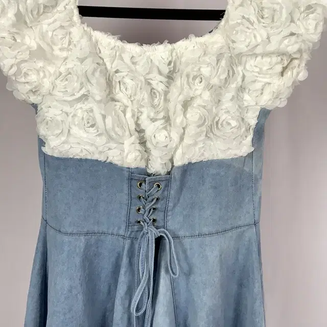 White Rose Light Denim Dress