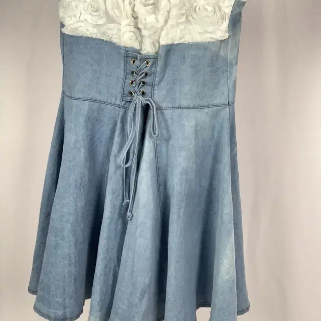 White Rose Light Denim Dress