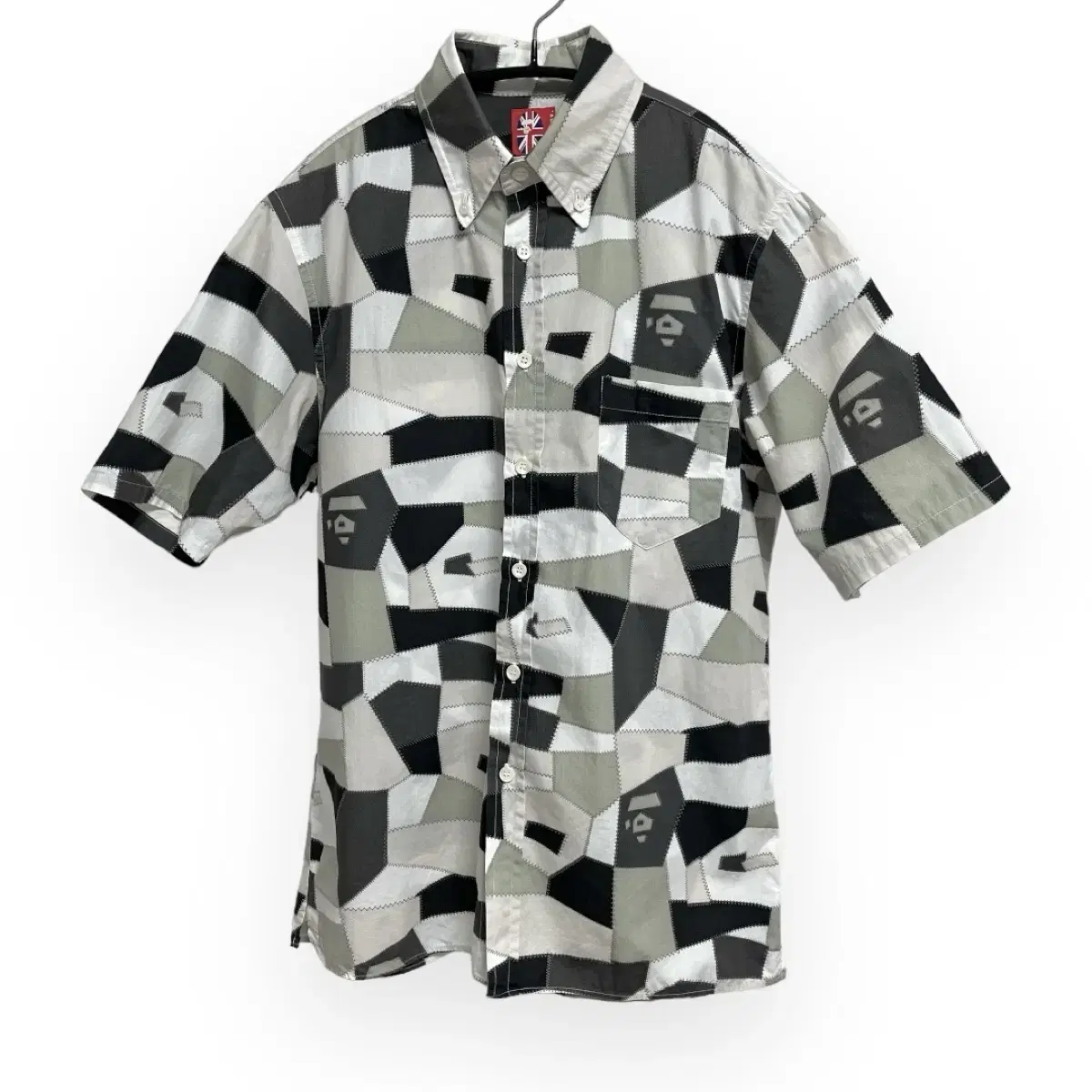 BAPE Saru Patchwork Graphic Short Sleeve Shirt, S