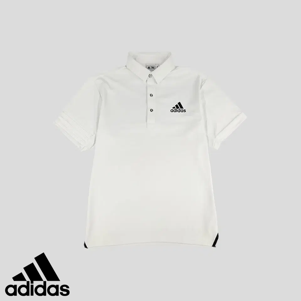 Adidas Golf JP White Black Patchwork Tonal Three-Wire Functional Kara Neck Short Sleeve