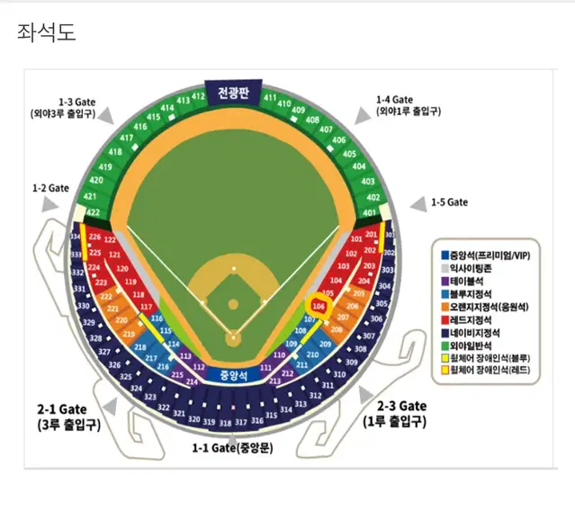 롯데 두산 8월 15일(오늘) 레드 106 1석