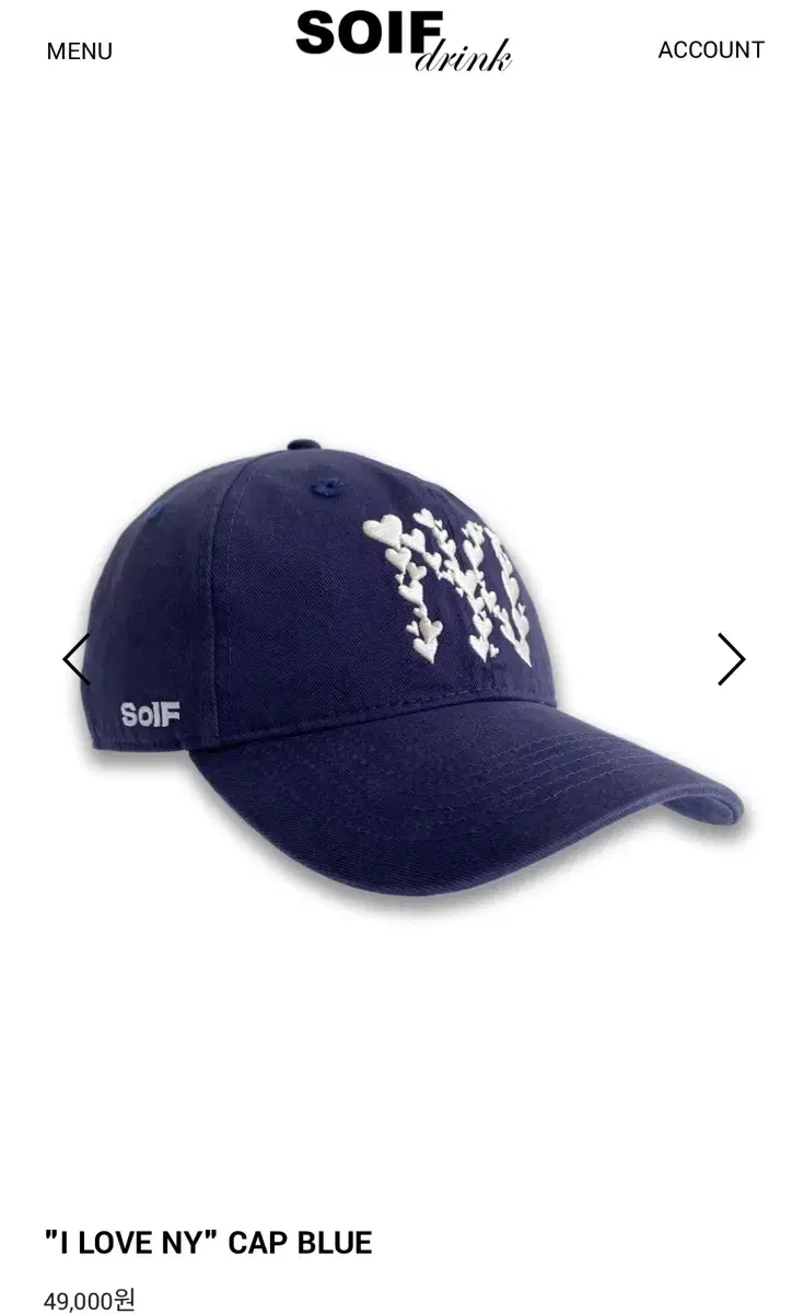 SOIF  "I LOVE NY" CAP BLUE (소이프 볼캡)