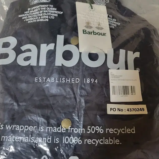 (새상품) Barbour Annandale 바버 아난데일 네이비 UK10