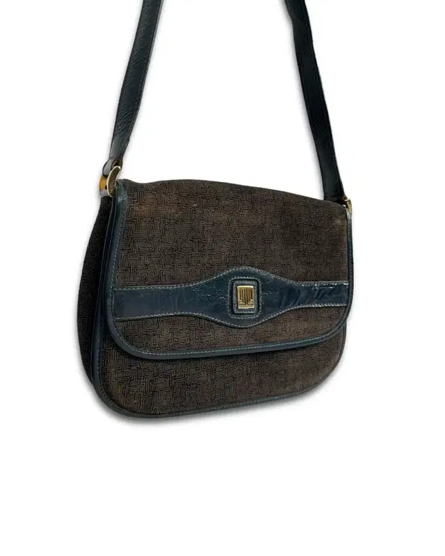 lanvin suede and leather blue grey flap