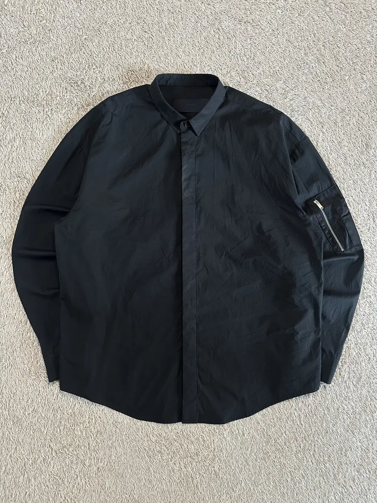 [46] 15FW Junji JUUN.J MA-1 Zipper Shirt Black