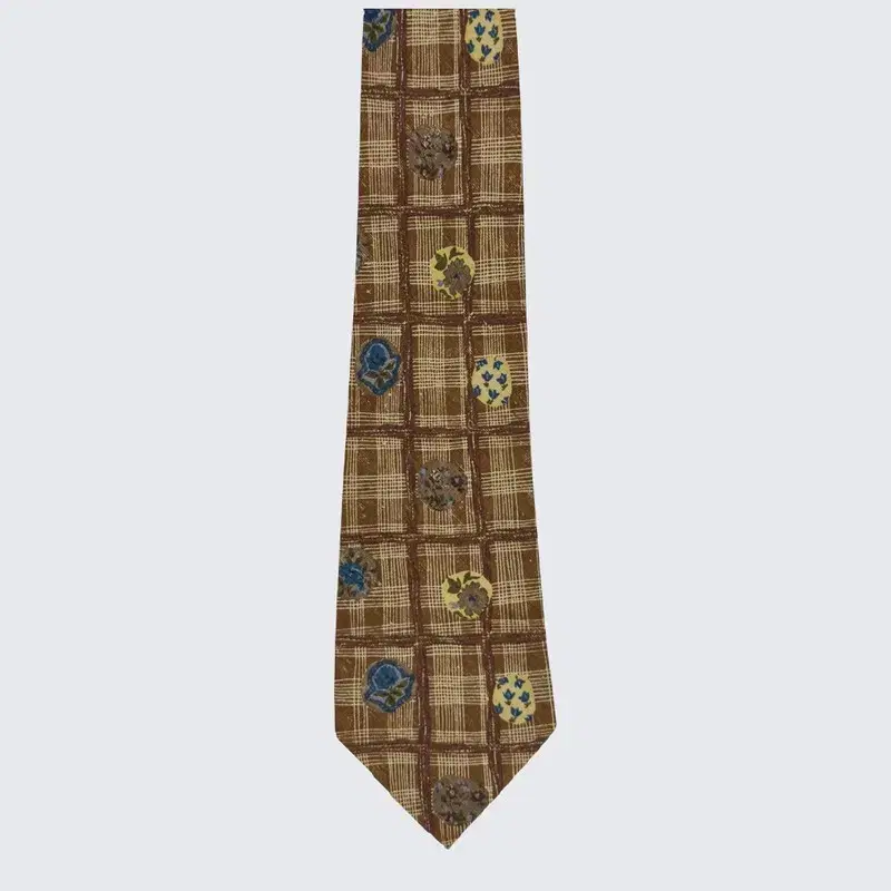 [Kenzo] Check Tie Silk Dog Vintage Classic A23847