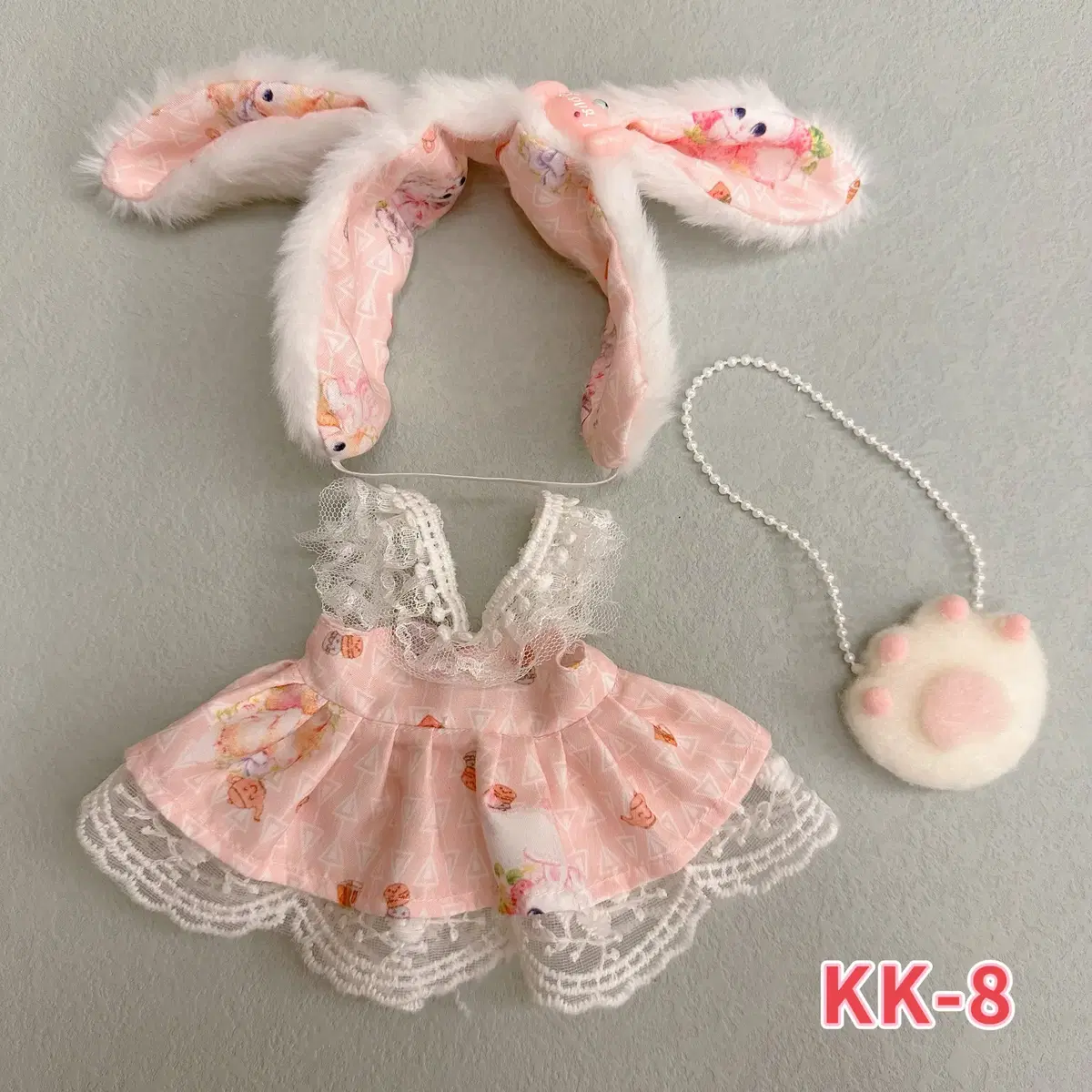 Bunny headband pink lace ONEPIECE bag set 20cm doll sister clothes