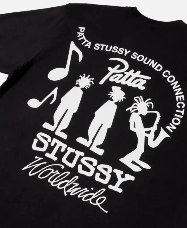 스투시(STUSSY) X 파타 사운드 커넥션 티셔츠 블랙 S 새상품