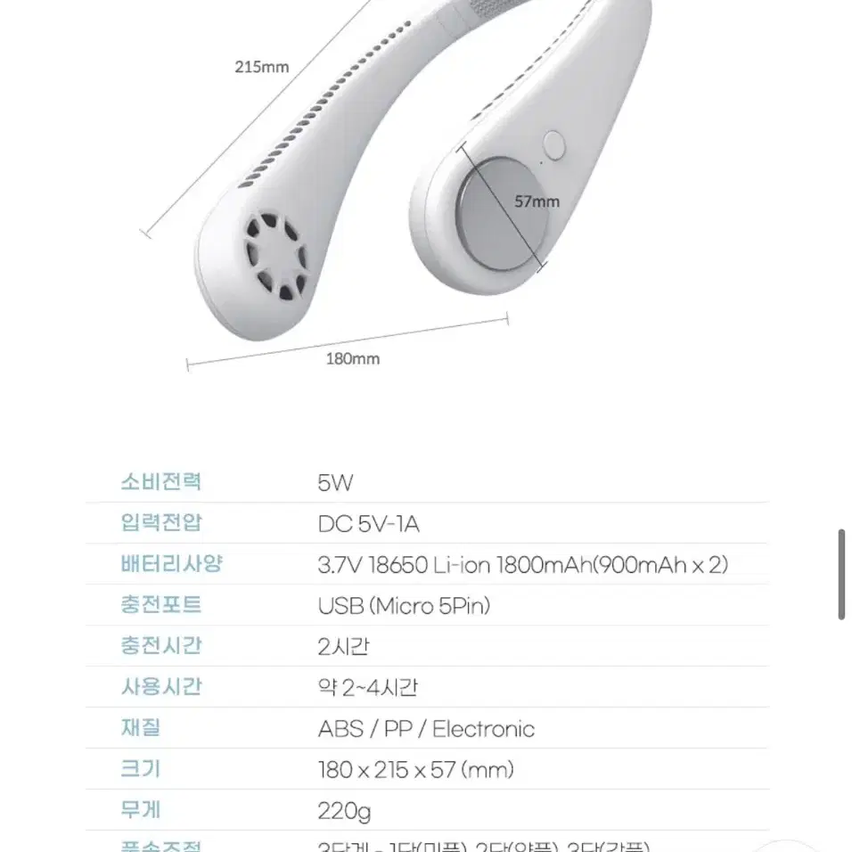 미사용 넥밴드 선풍기