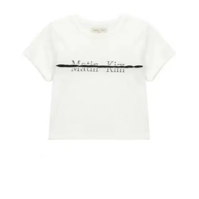 마뗑킴 cutted logo crop top 로고 반팔 화이트