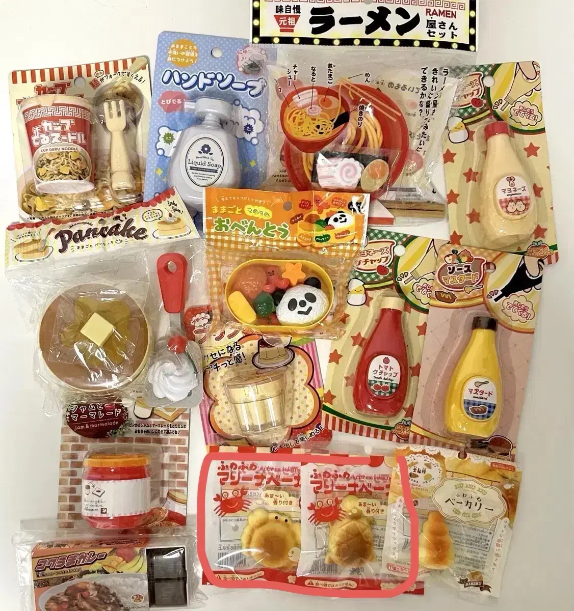 Japanese Food Toy Figures Model Japanese Dosie Pudding Ramen Meron Bread Pancake Toy