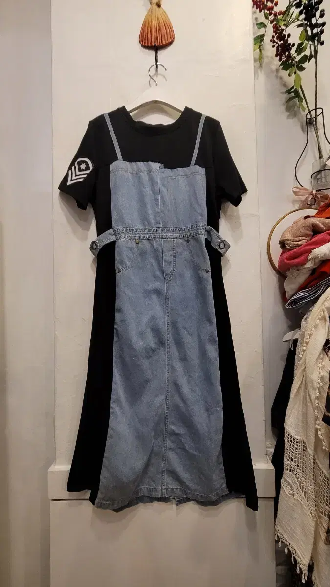 SPANTHY DENIM LAYERED ONEPIECE