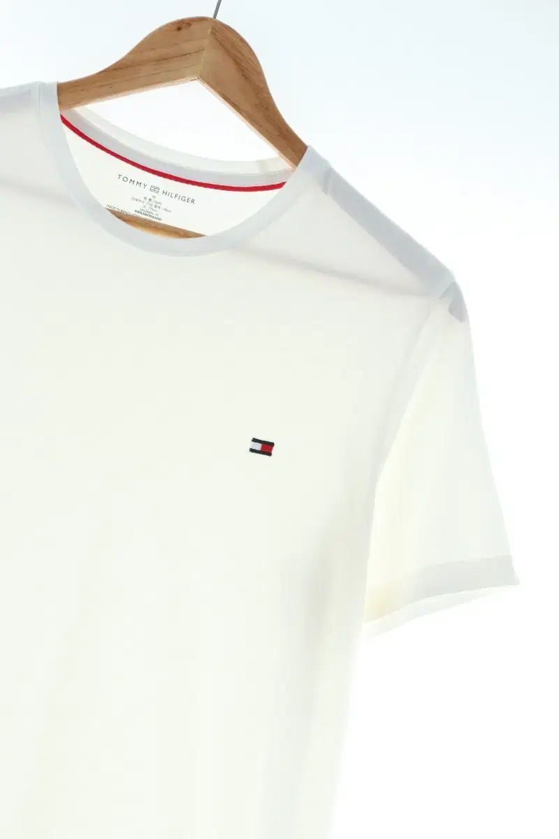 (M) Tommy Hilfiger Short-sleeved T-shirt White Cotton Plain Solid Limited Edition-E71C