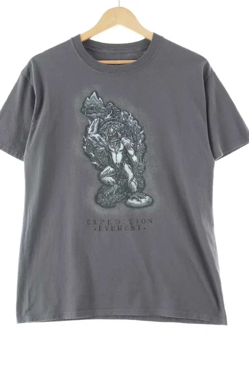 (M) Brand Vintage Short Sleeve T-Shirt Gray Old School Printing-E7FD