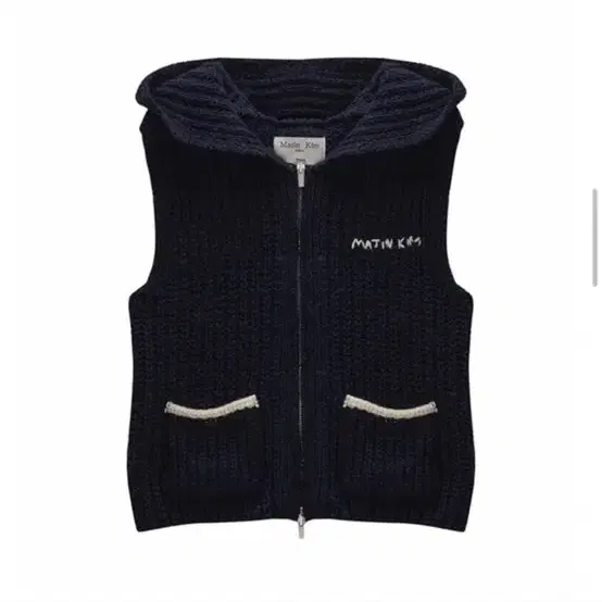 마뗑킴 POCKET HOODY ZIP UP KNIT VEST