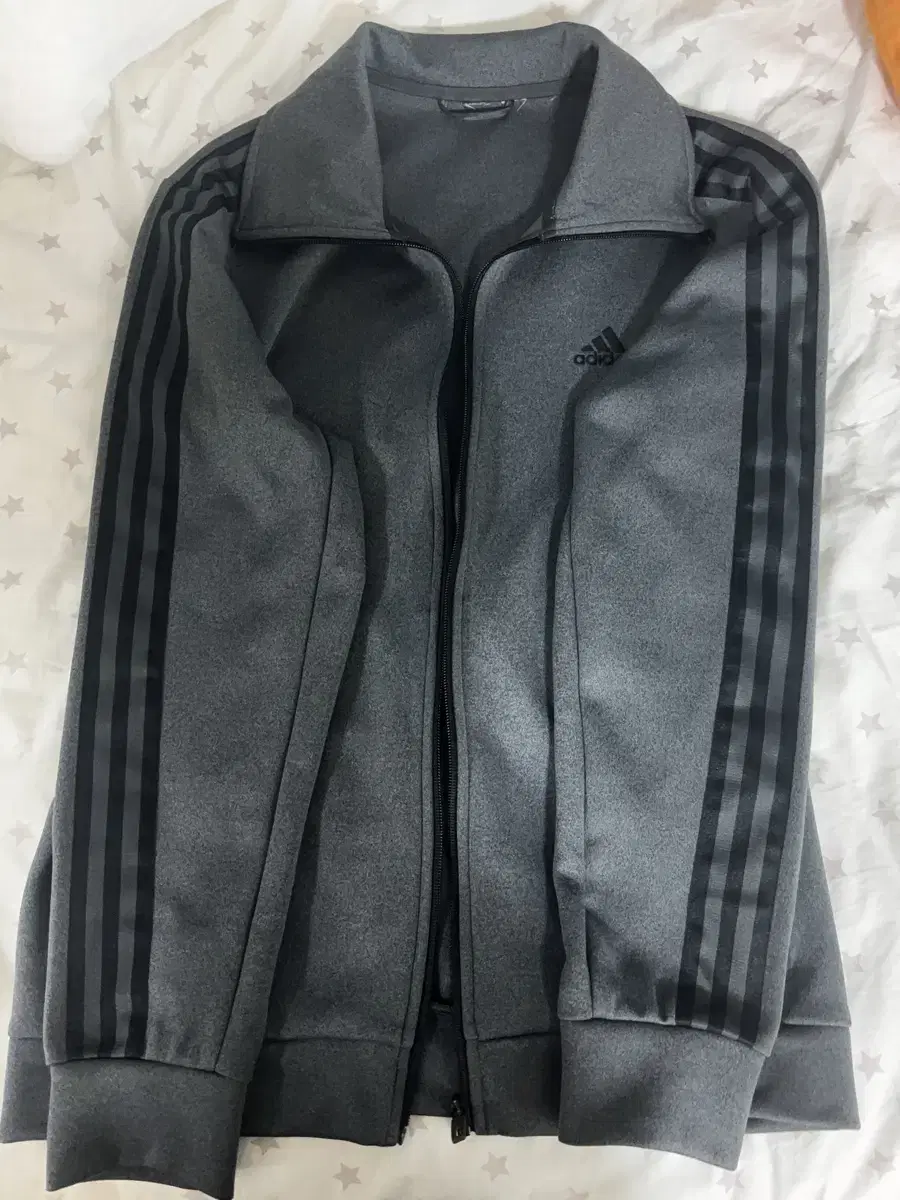 Adidas Gray Jersey Three-Wire Track Top Zip Up Charcoal Black Gray Gray Black