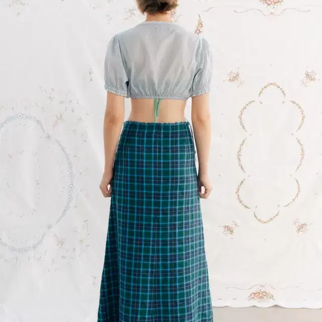 비아플레인 VIA LINEN CHECK LONG SKIRT