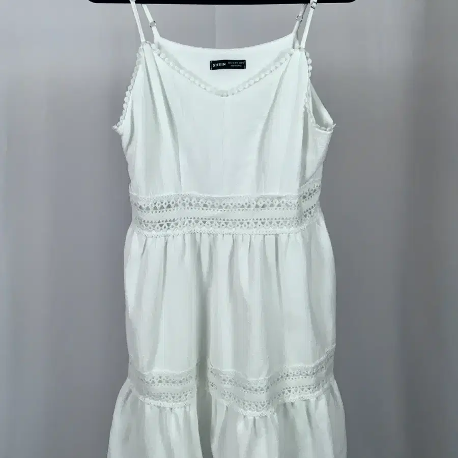 SHEIN White Guipure Lace Frill Dress