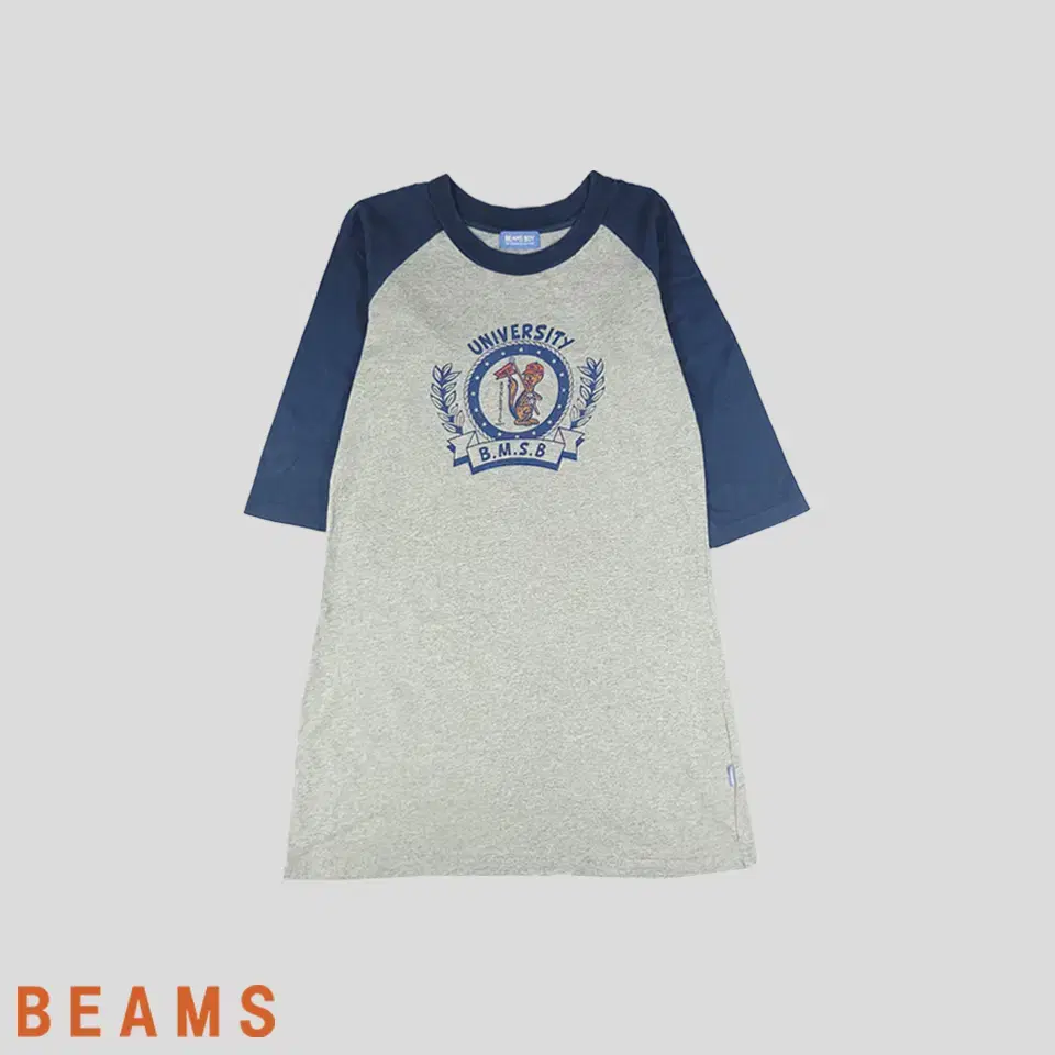 Beamsboy Melange Grey Navy Navy University Laurel Big Print Cotton