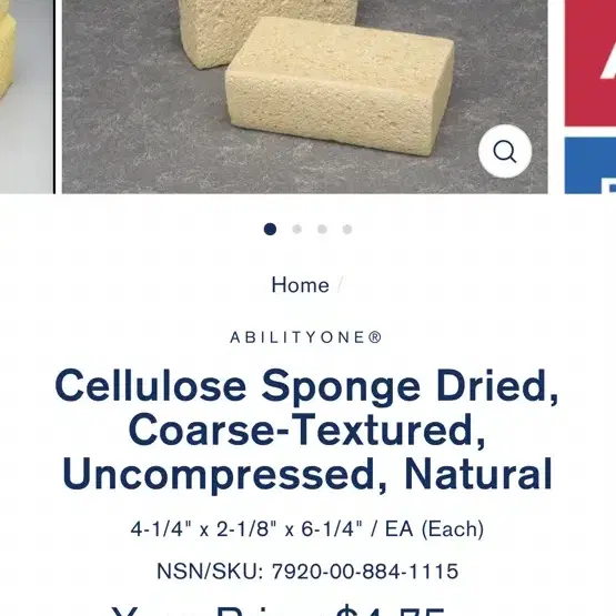 U.S 미군용품 CELLULOSE SPONGE (셀룰로오스 스펀지 친환경