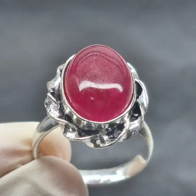 천연 루비ruby oval925실버반지 12호