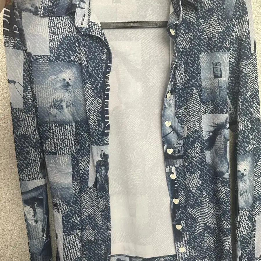 배디 Ava Collage Printed Shirt Denim Blue