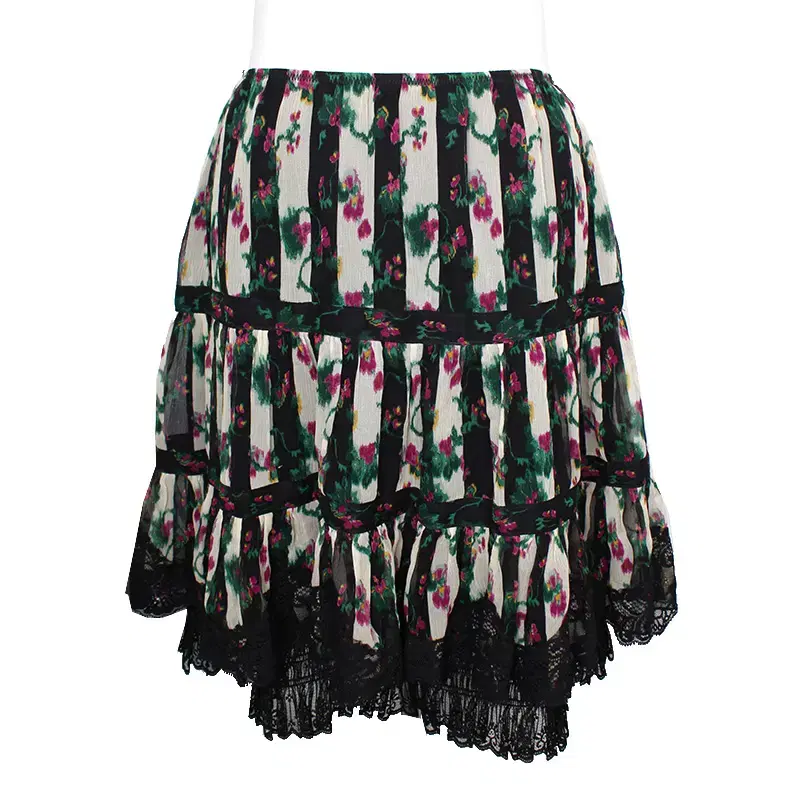 Anna Sui Floral Chiffon Skirt 44, 55