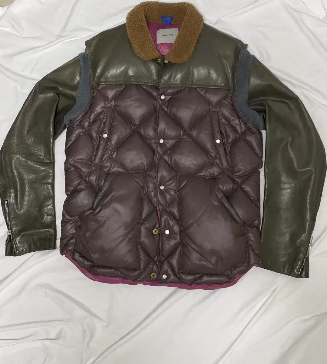 Undercover leather down jacket for sale