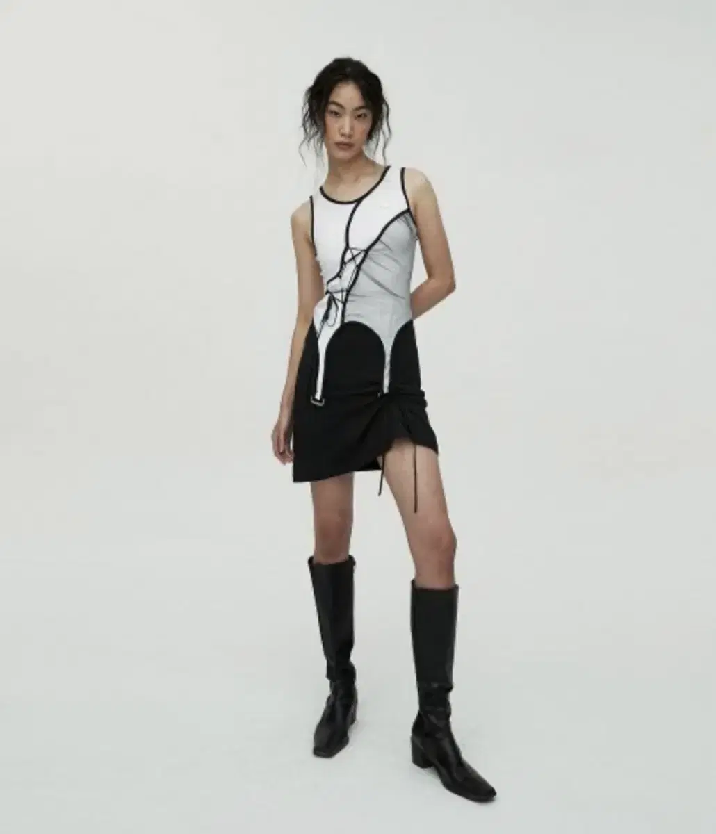 나체 가터 원피스 nache DIAGONAL GARTER DRESS BL