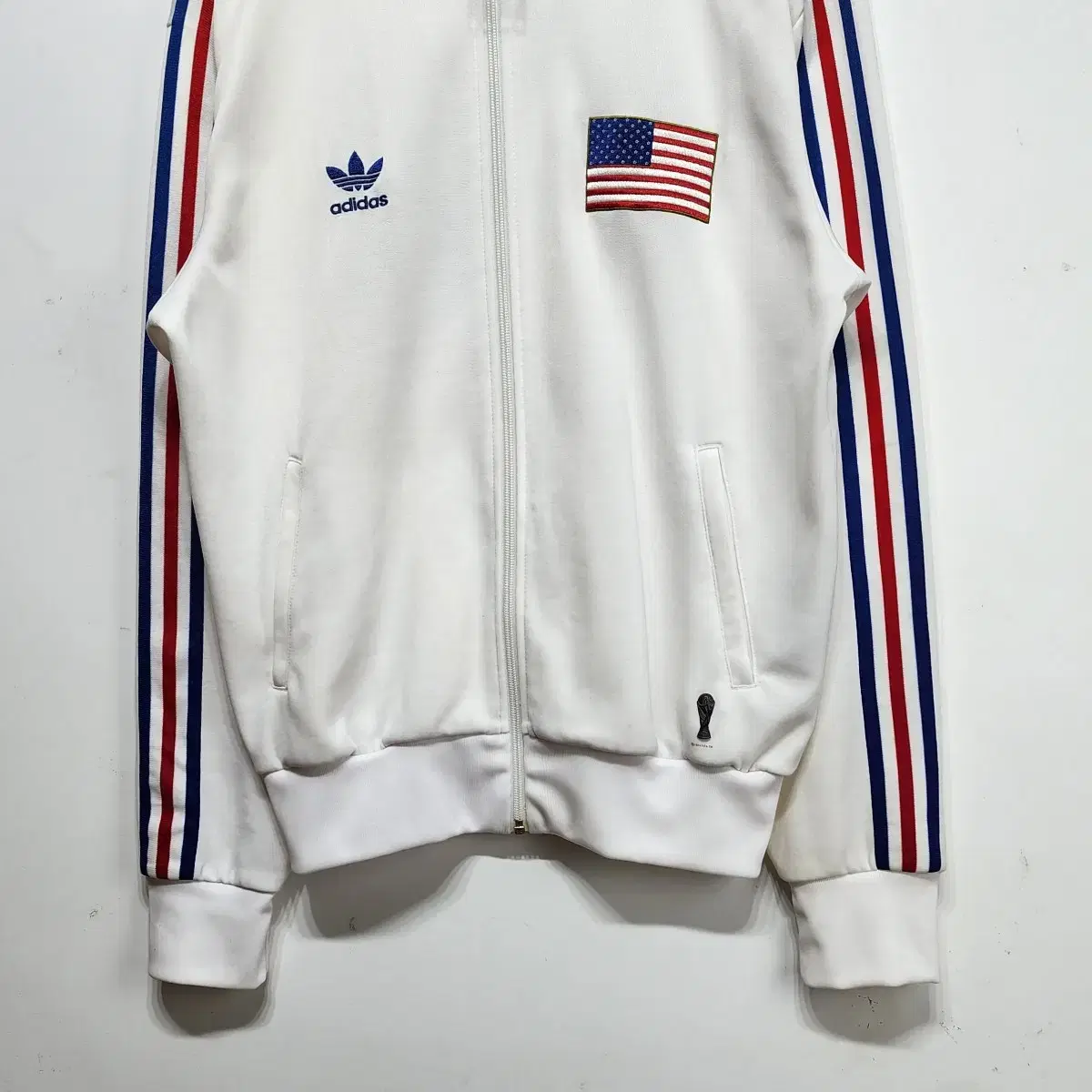 아디다스 ADIDAS USA 미국 져지트레이닝 트랙탑 자켓 화이트 M