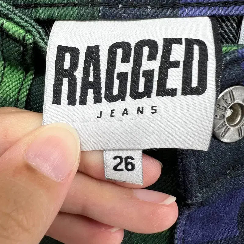 26 사이즈 RAGGED JEANS 유니크 빈티지 체크팬츠 바지 무대의상