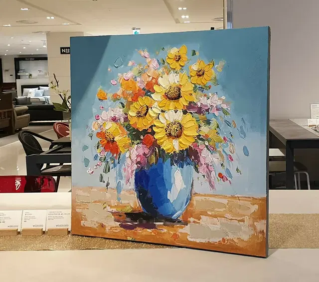 프로방스 화병 플라워 유화 액자  60 X 60cm