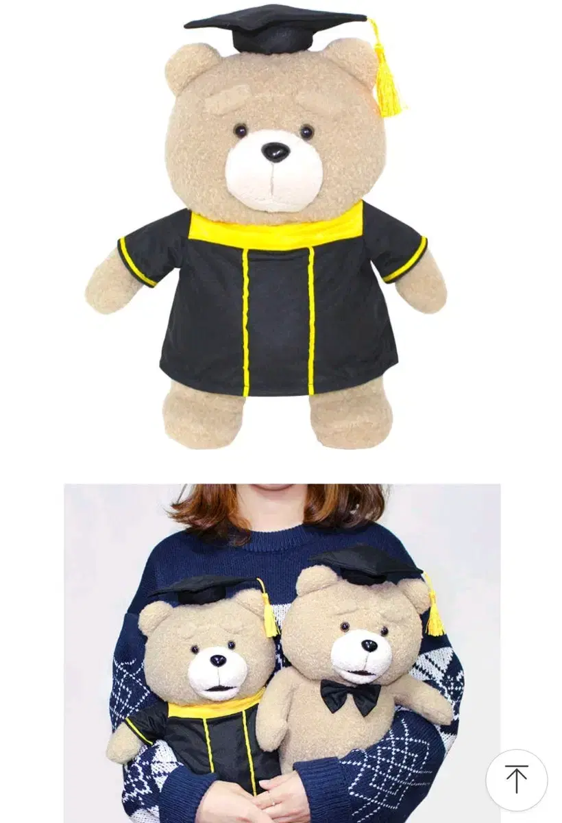 Bachelor's cap and gown Teddy bear doll, graduation ribbon scarf graduation photo.