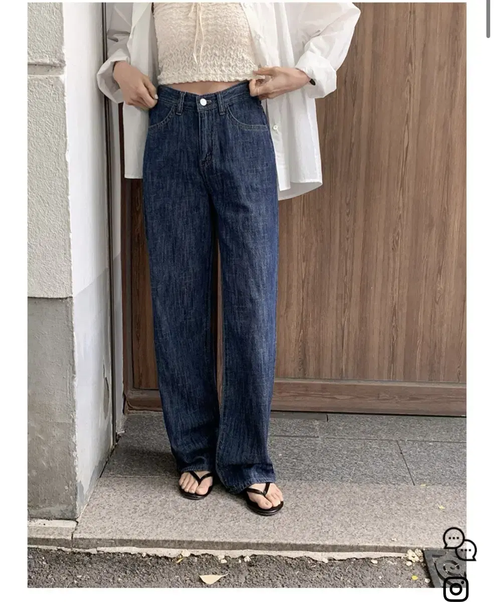 가내스라 썸머 와이드 데님 진청 롱 S